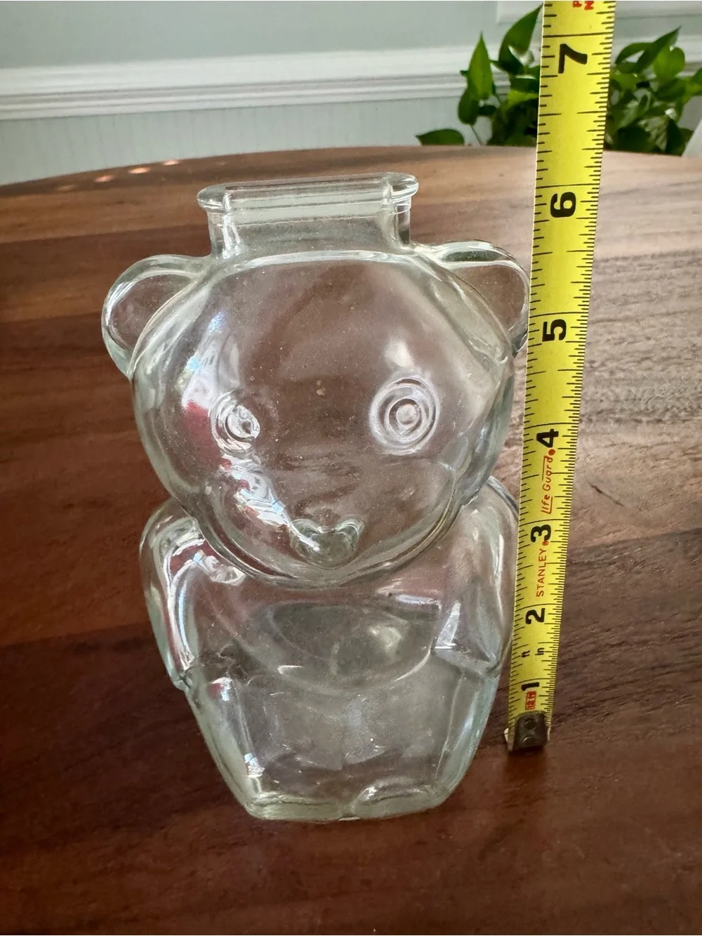 Vintage Glass Teddy Bear Piggy Bank ~6” 1970's Classic Baby Gift! Anchor Hocking